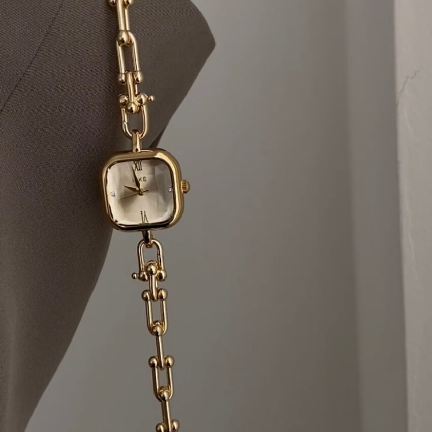 Cool Small Square Face Women's Silver/Gold Bracelet Watch