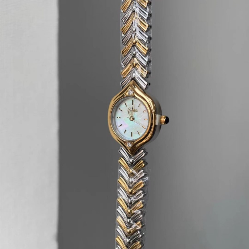 Chic Style Mother of Pearl Face Gold&Silver Two-tone Bracelet Watch for Women