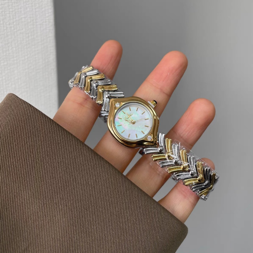 Chic Style Mother of Pearl Face Gold&Silver Two-tone Bracelet Watch for Women