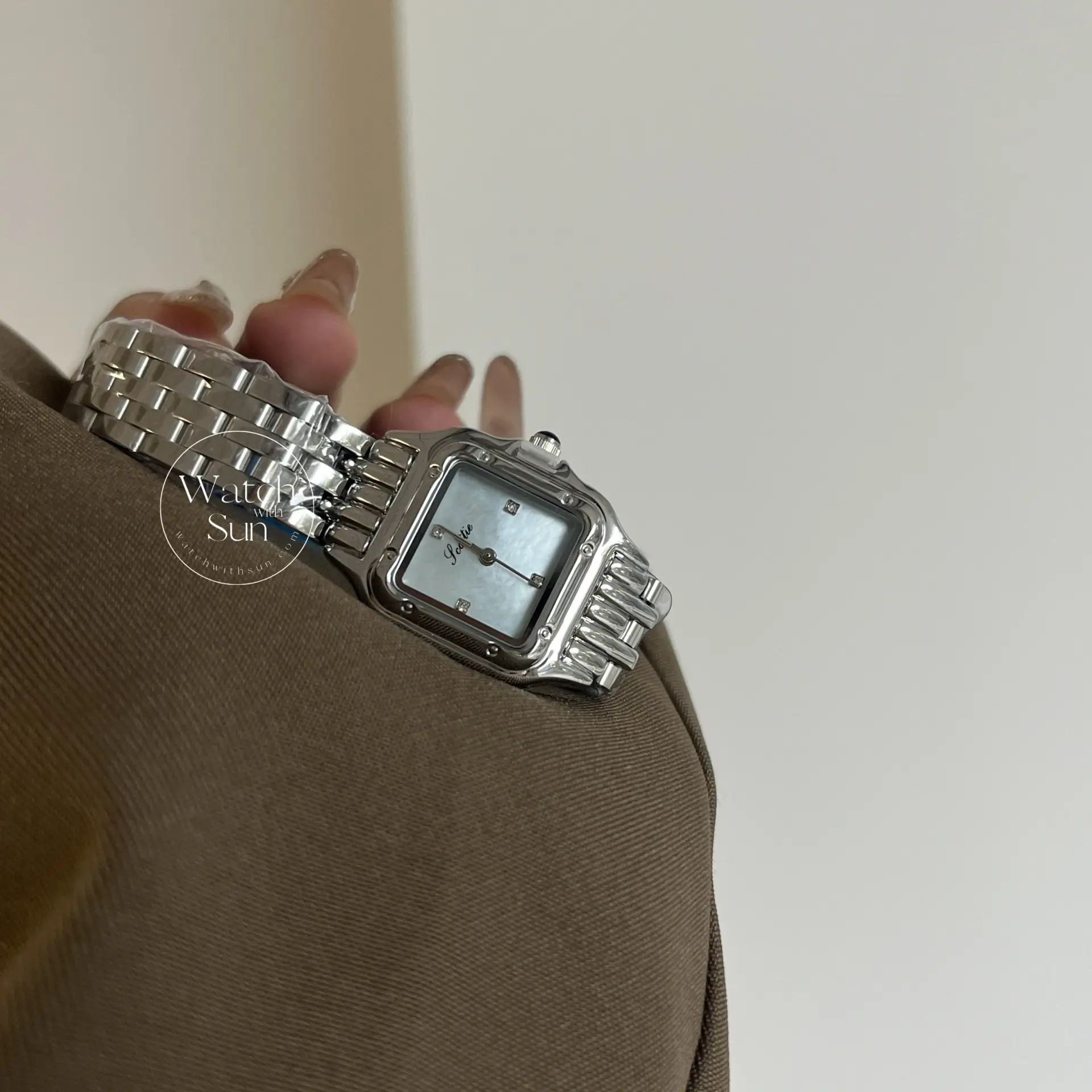 Chic Blue Mother of Pearl Face Square Watch