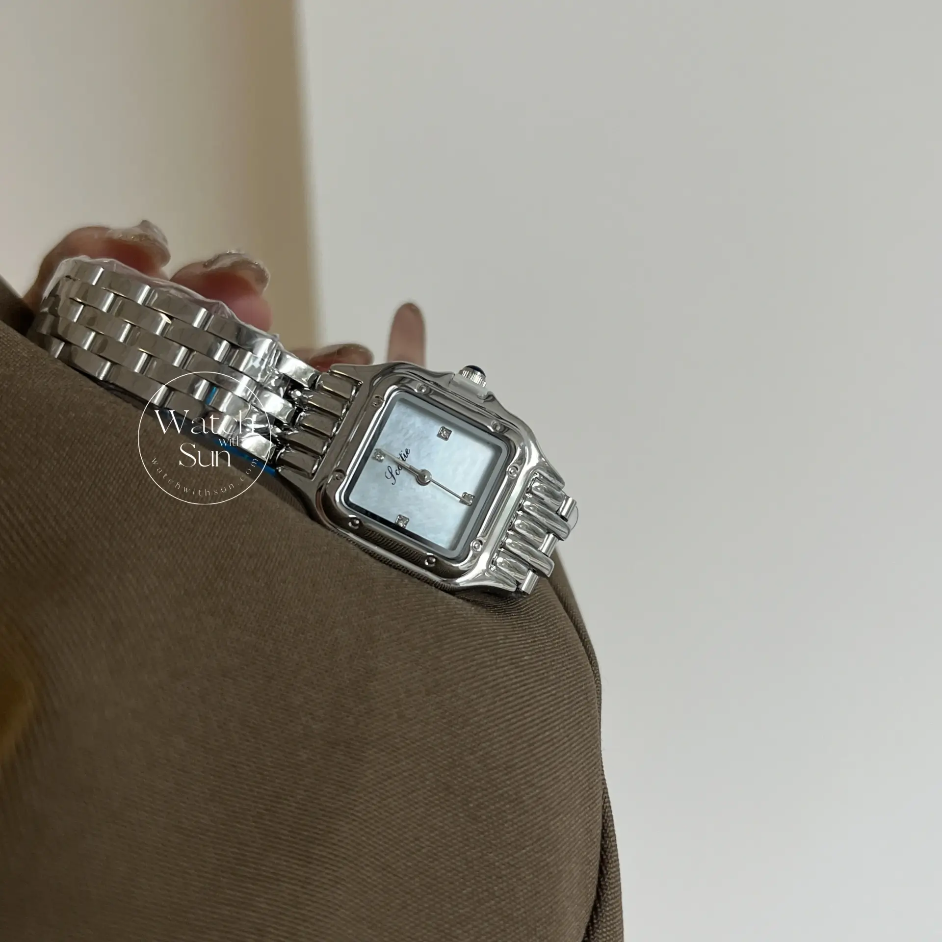 Chic Blue Mother of Pearl Face Square Watch