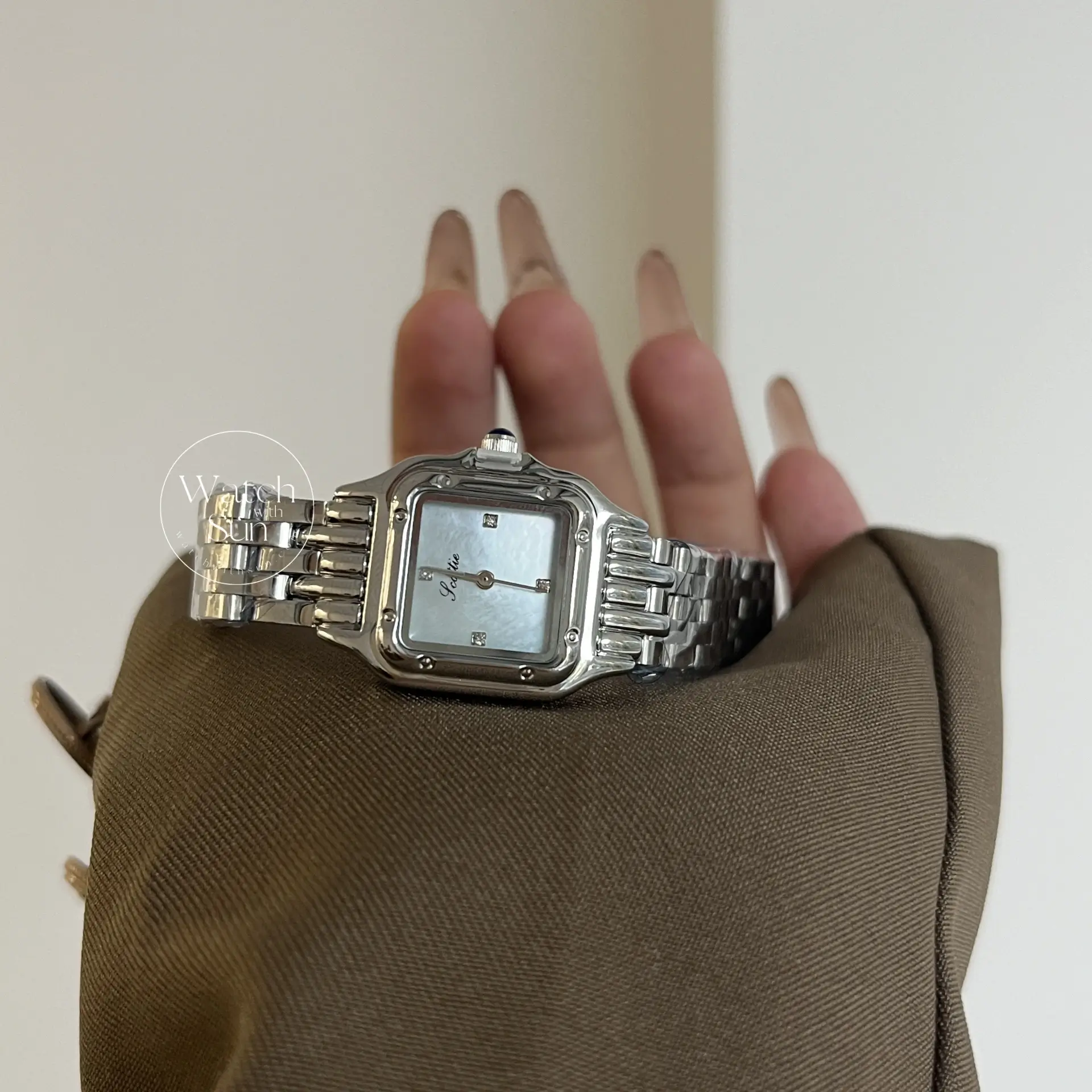 Chic Blue Mother of Pearl Face Square Watch