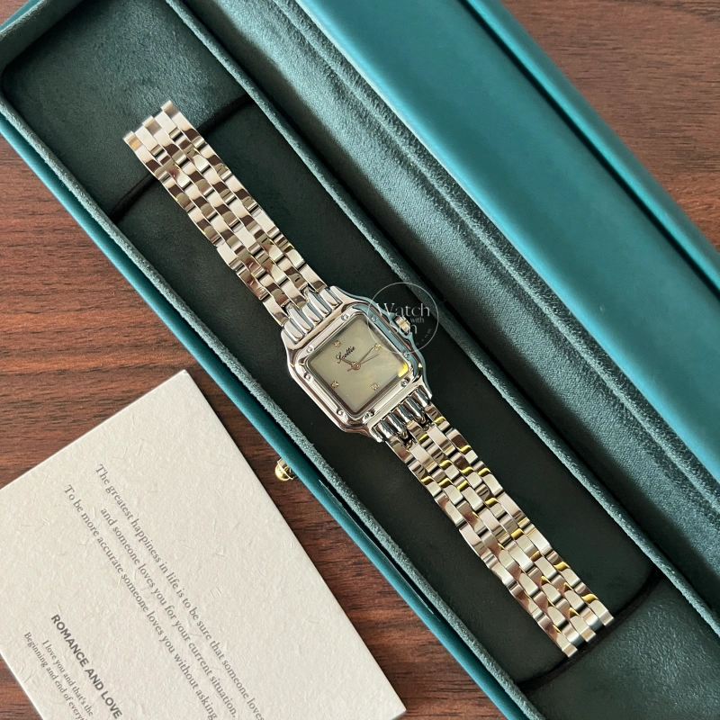 Chic Blue Mother of Pearl Face Square Watch