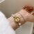Vintage Gold Pearl Bracelet Women's Watch