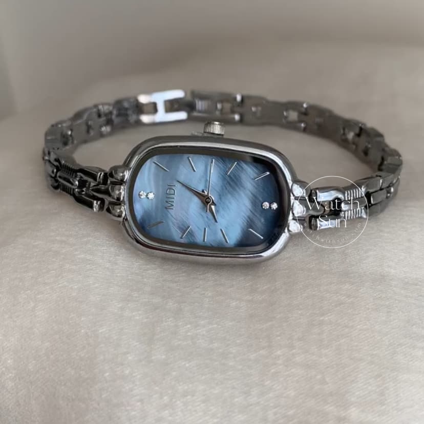 Dainty Silver-Blue Mother of Pearl Bracelet Ladies Watch