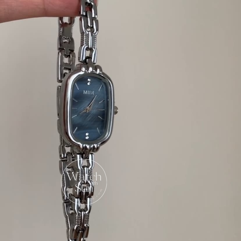 Dainty Silver-Blue Mother of Pearl Bracelet Ladies Watch