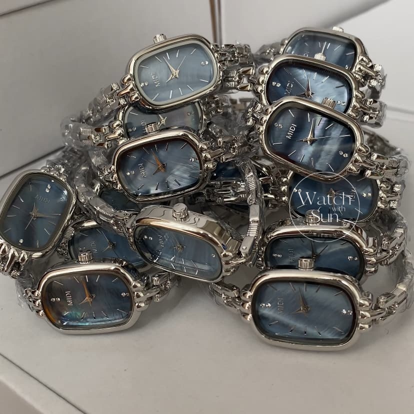 Dainty Silver-Blue Mother of Pearl Bracelet Ladies Watch