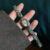 Vintage Green Jade Stone Silver Bracelet Women's Watch