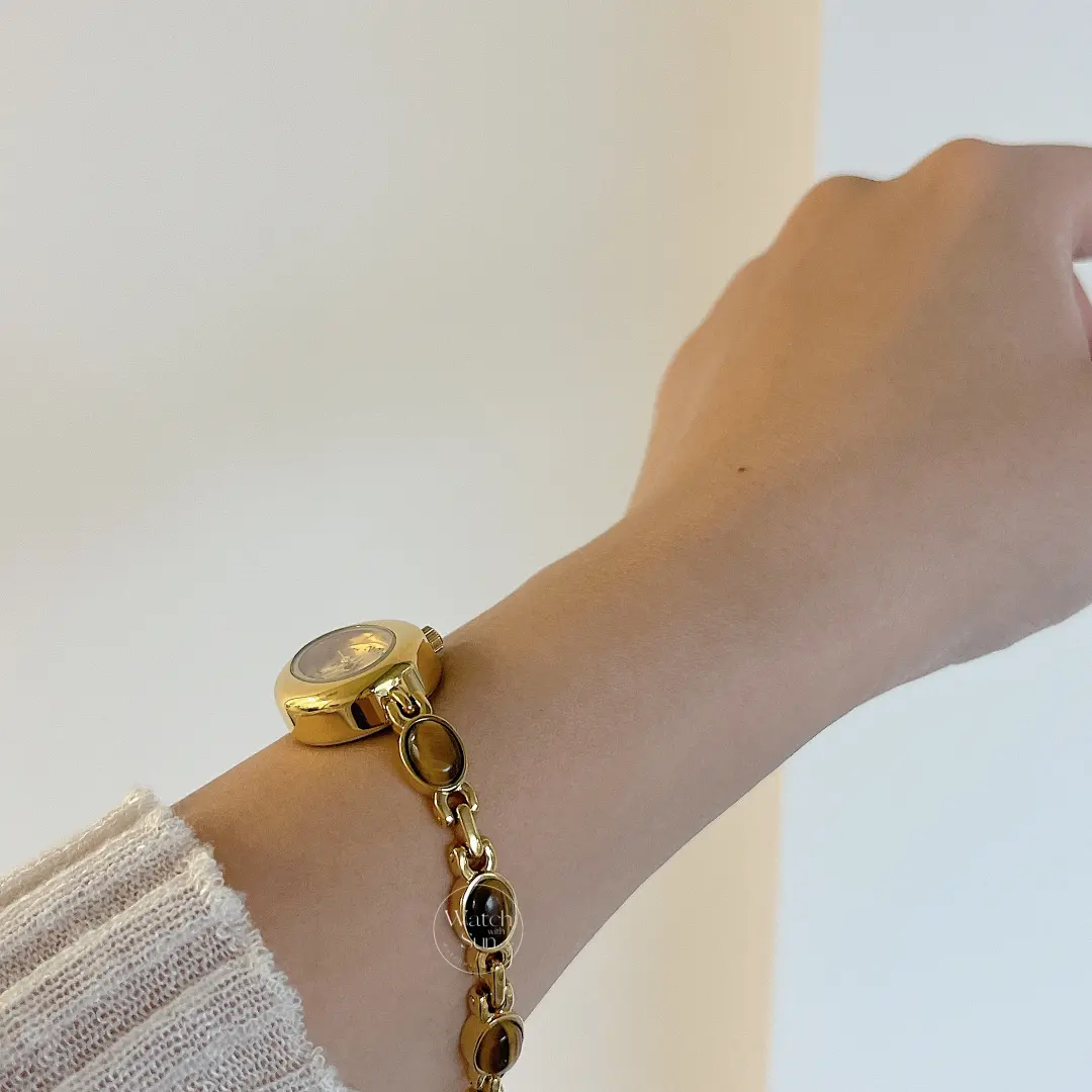 Vintage Natural Tiger's Eye Bracelet Women's Watch