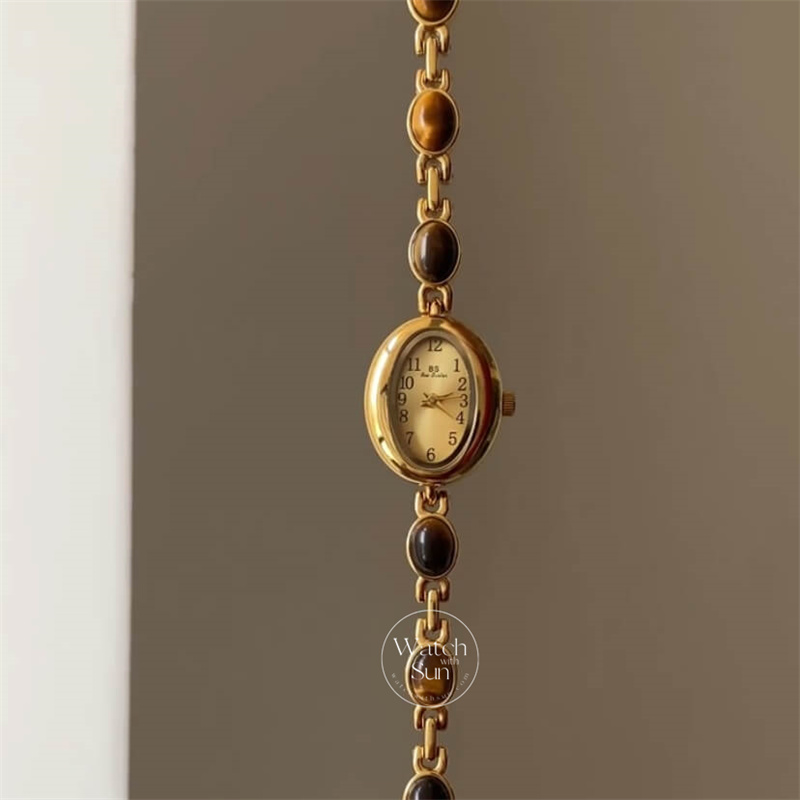 Vintage Natural Tiger's Eye Bracelet Women's Watch