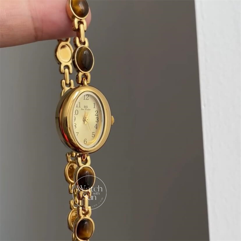 Vintage Natural Tiger's Eye Bracelet Women's Watch
