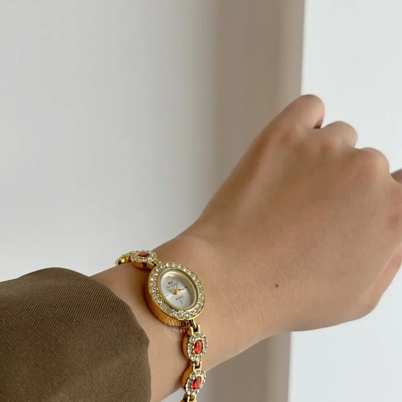 Women’s Vintage Red Cubic Zirconia Bracelet Watch
