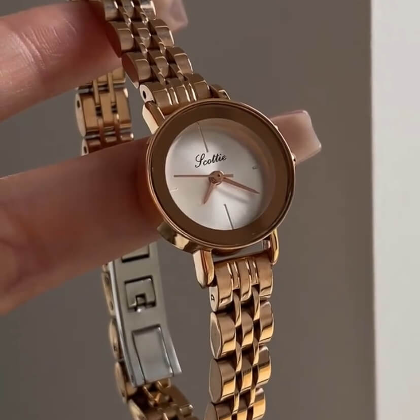 Classic Gold Round Face Women's Watch