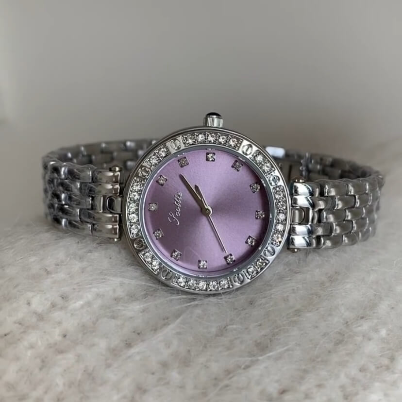 Dainty Pink Round Face Stainless Steel Women's Watch