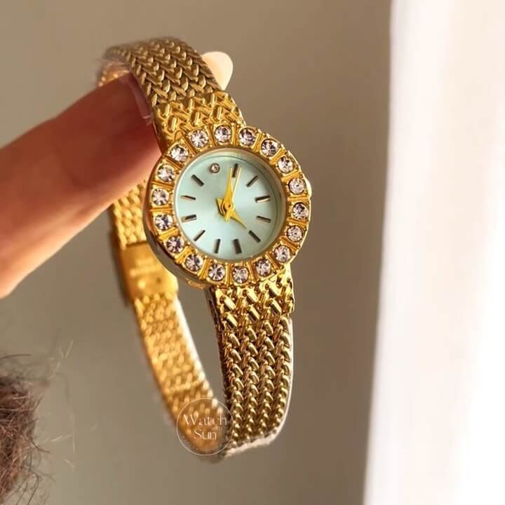 Dainty Blue Round Face Gold/Silver Bracelet Watch
