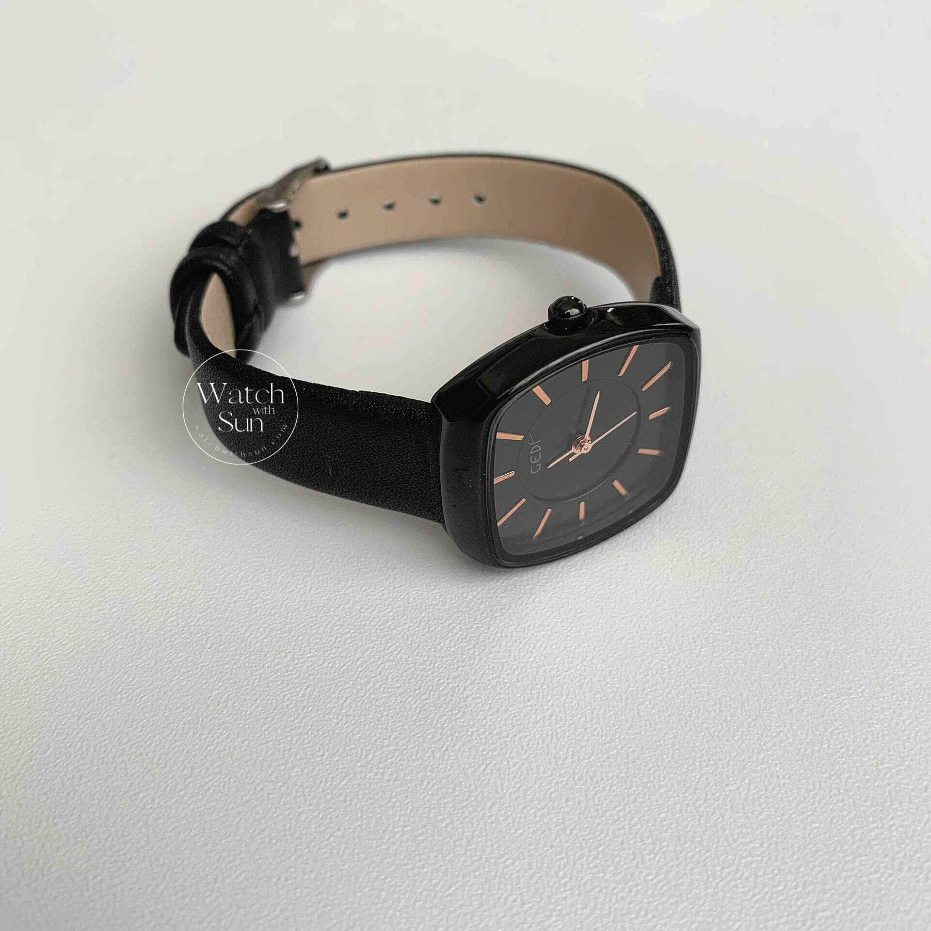 Minimalist Square Face Dark Brown/Black Leatehr Watch
