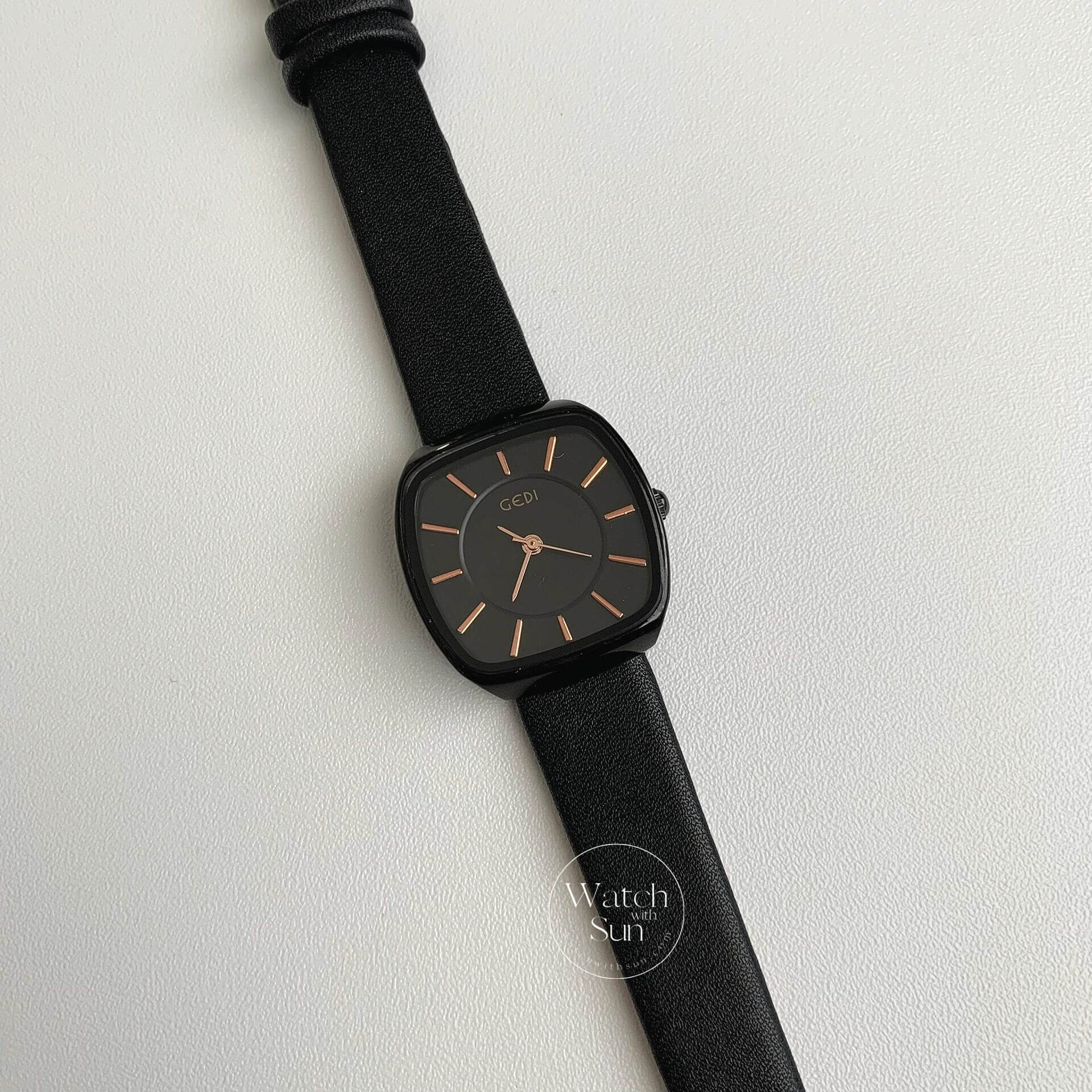 Minimalist Square Face Dark Brown/Black Leatehr Watch