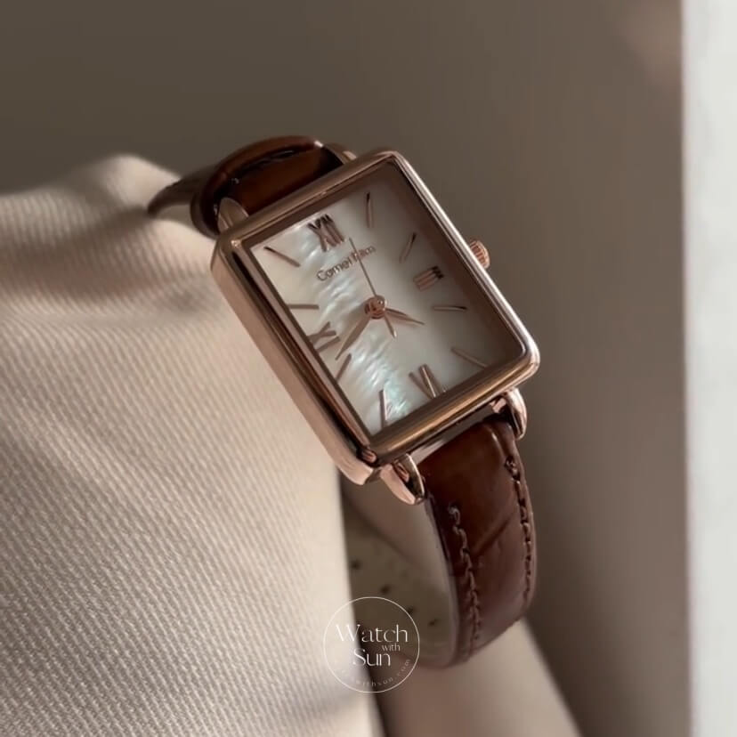 Vintage Mother of Pearl Face Brown/Black Leather