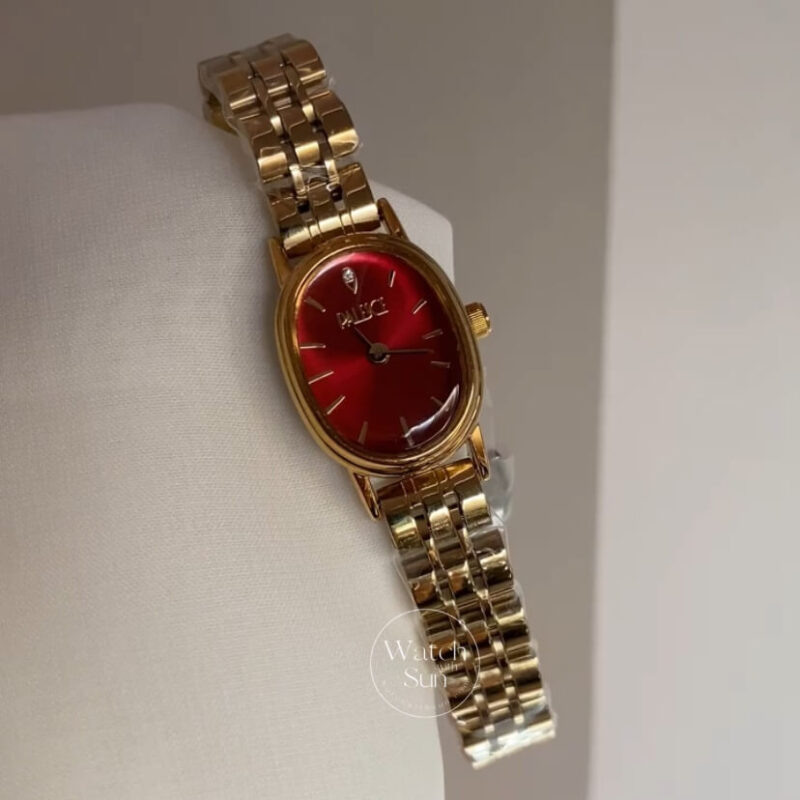 Oval Goose Egg-Shaped Face Gold Bracelet Watch