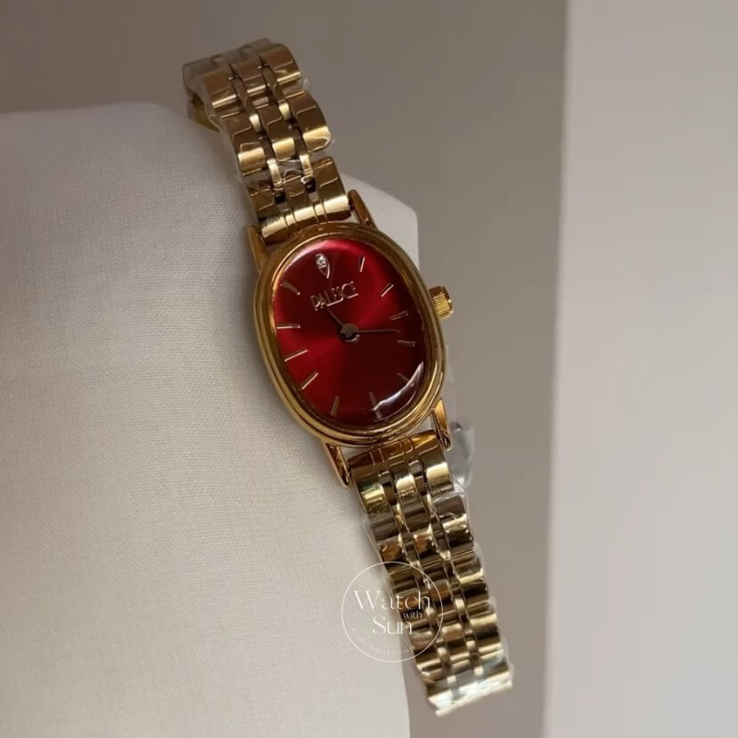 Oval Goose Egg-Shaped Face Gold Bracelet Watch