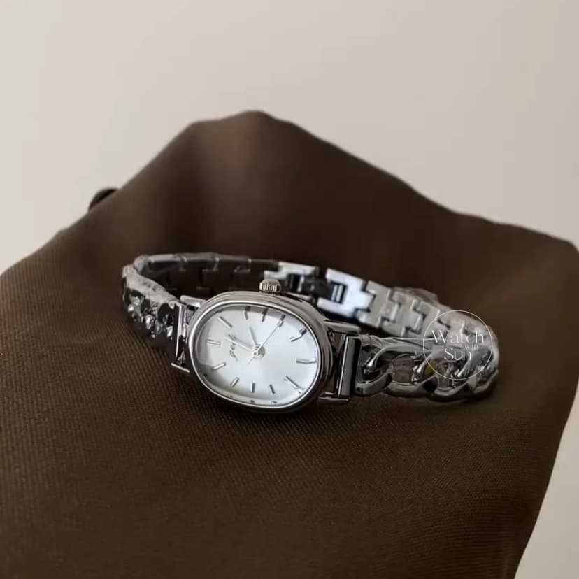 Chic White Oval Face Bracelet Watch for Women