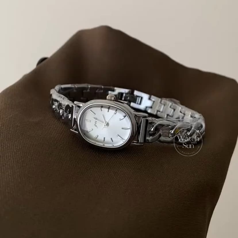 Chic White Oval Face Bracelet Watch for Women
