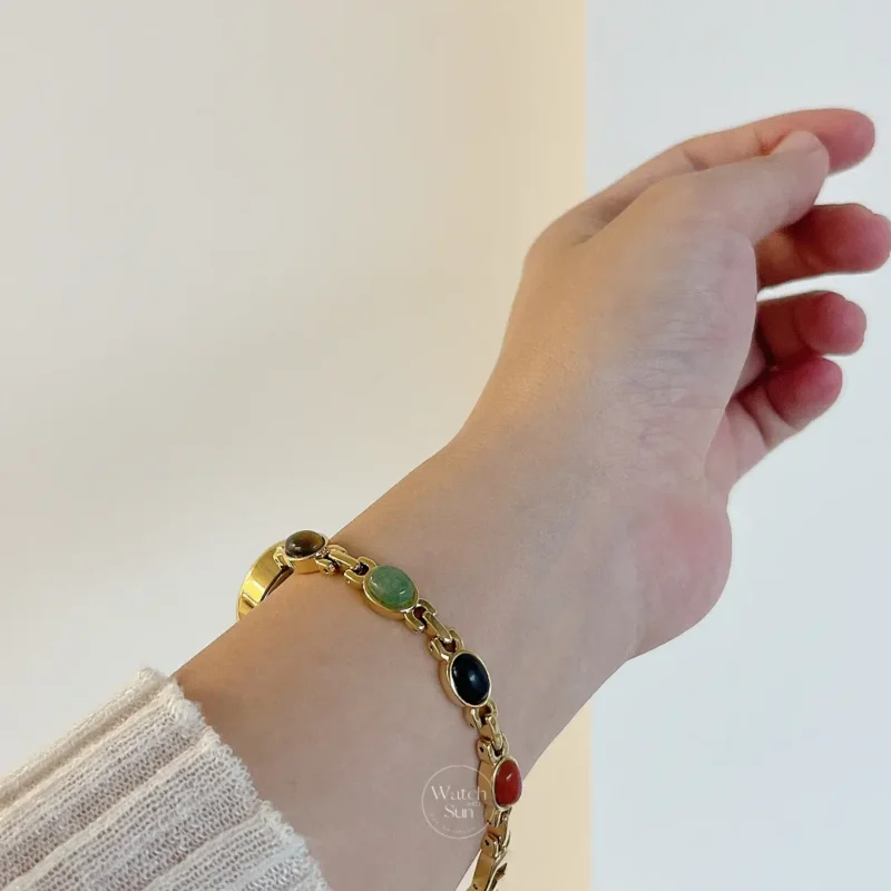 Vintage Style Colorful Nature Stone Bracelet Watch