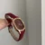 Minimalist Style Oval Face Red Leather Women‘s Watch
