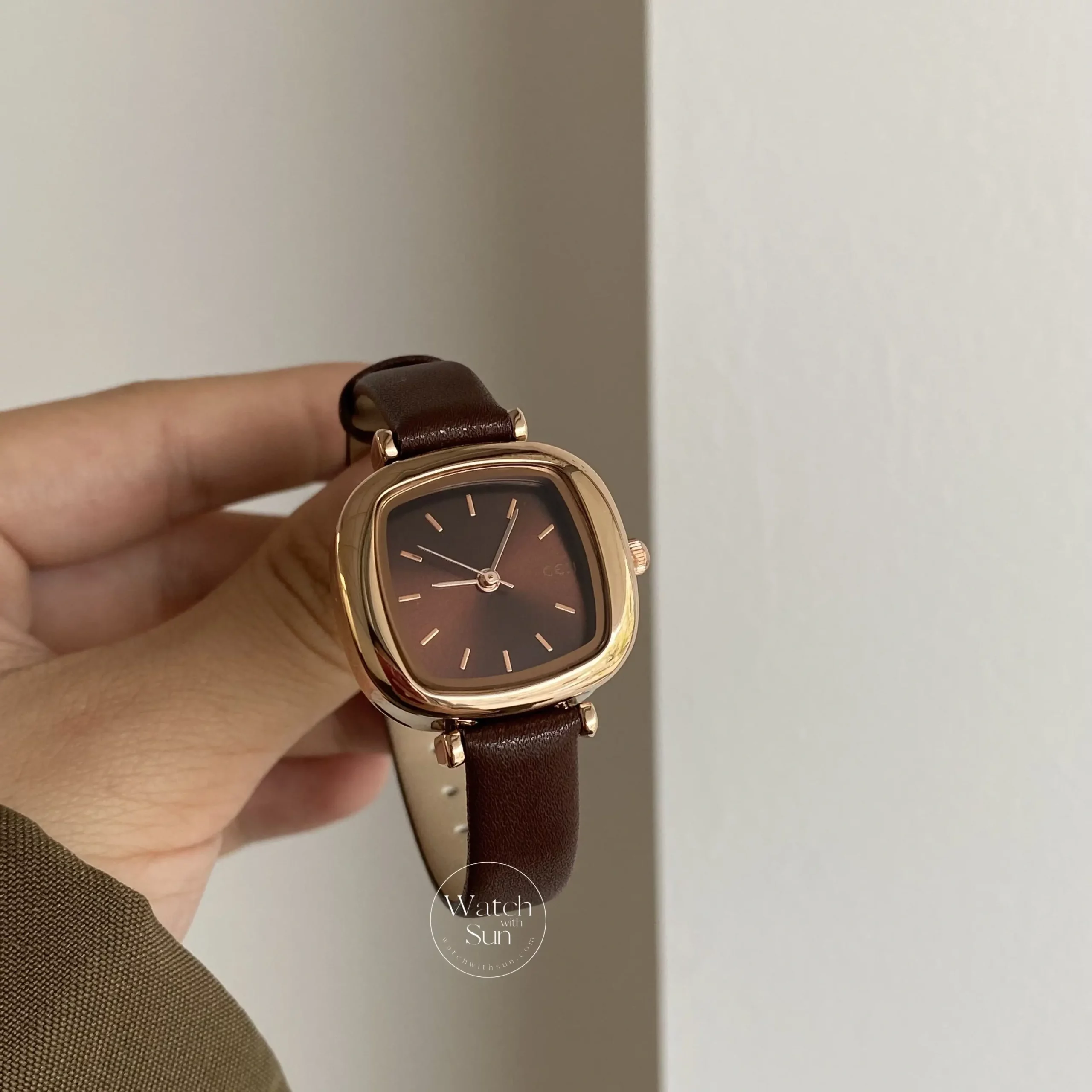 Dainty Black/Brown/Grey Square Women's Leather Watch