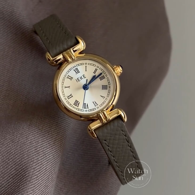 Minimalist Roman Numeral Grey Leather Band Watch