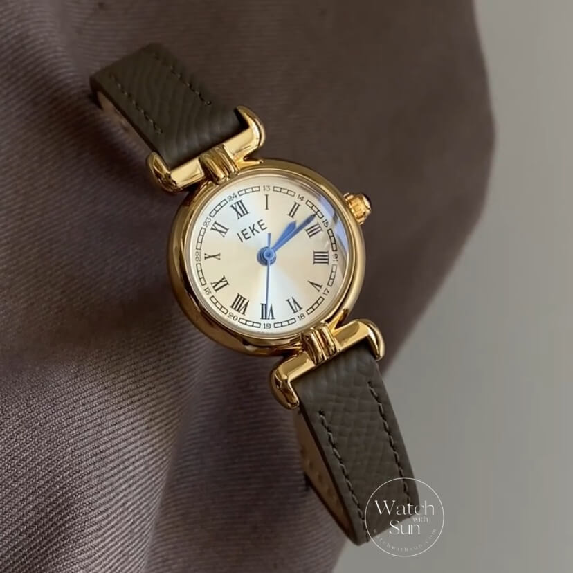 Minimalist Roman Numeral Grey Leather Band Watch