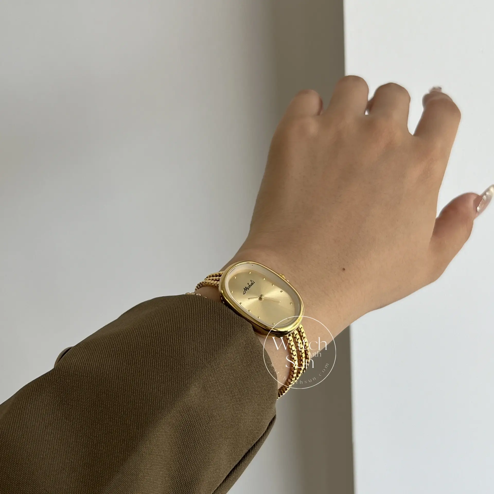 Minimalist Oval Big Face Thin Chain Bracelet Watch