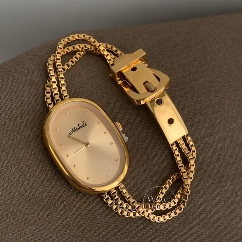 Minimalist Oval Big Face Thin Chain Bracelet Watch