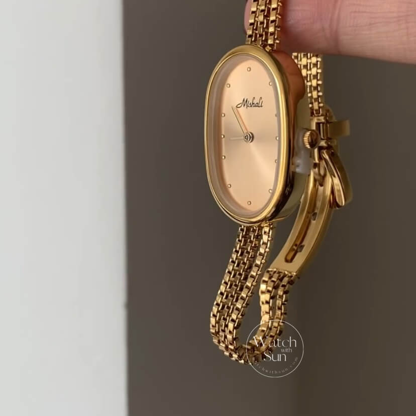 Minimalist Oval Big Face Thin Chain Bracelet Watch