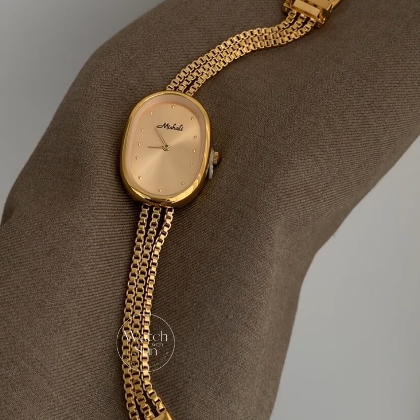 Minimalist Oval Big Face Thin Chain Bracelet Watch