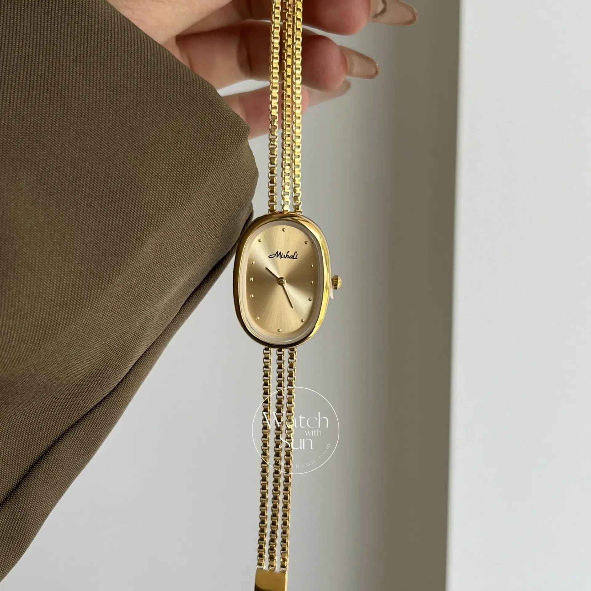 Minimalist Oval Big Face Thin Chain Bracelet Watch