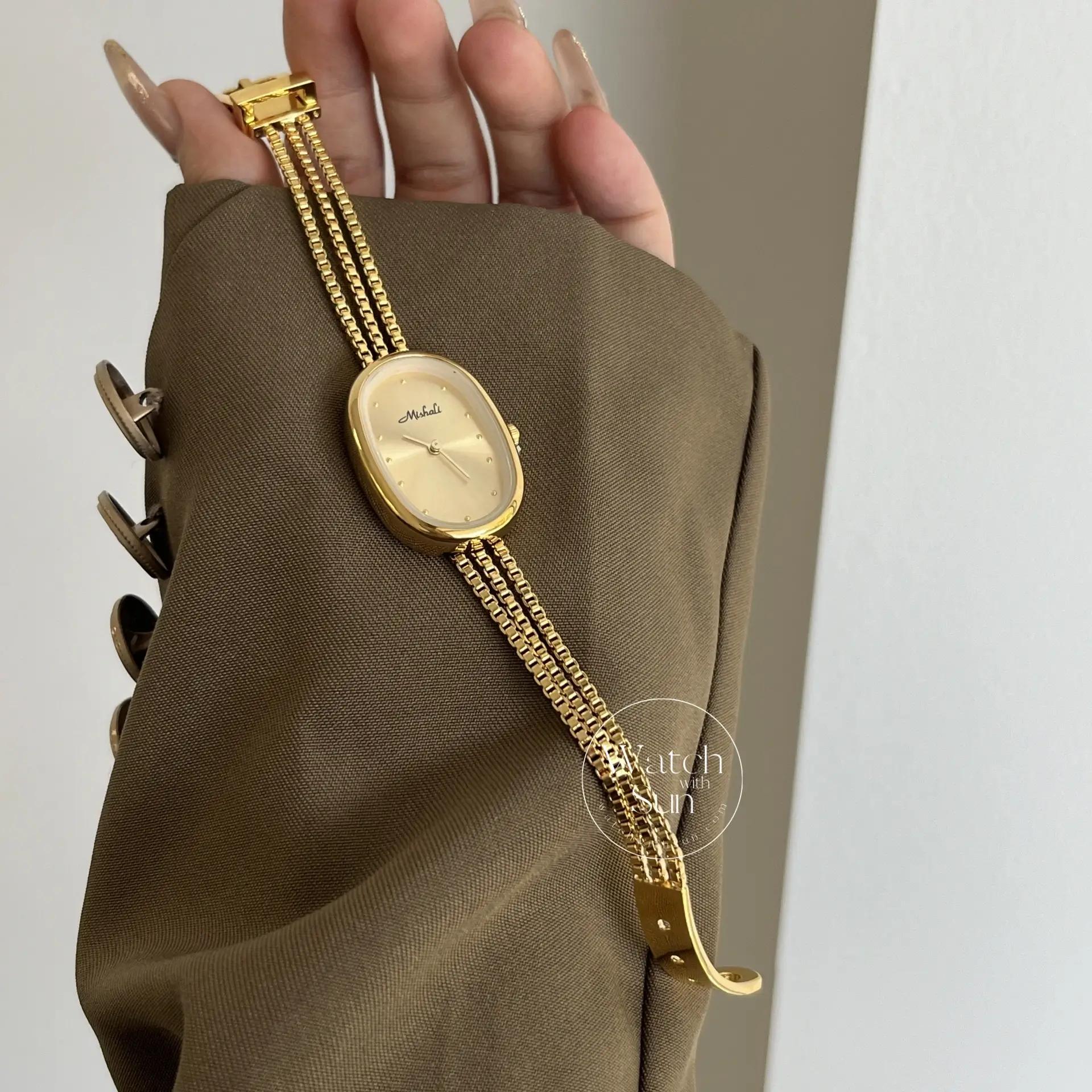 Minimalist Oval Big Face Thin Chain Bracelet Watch