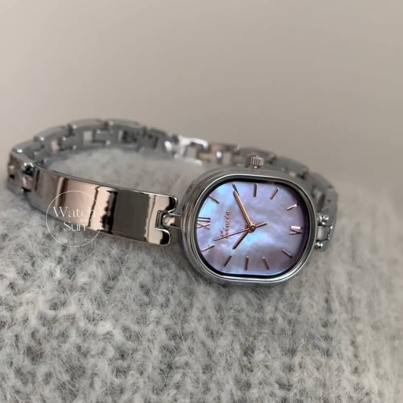 Dainty Purple Mother of Pearl Dial Silver Bracelet Watch