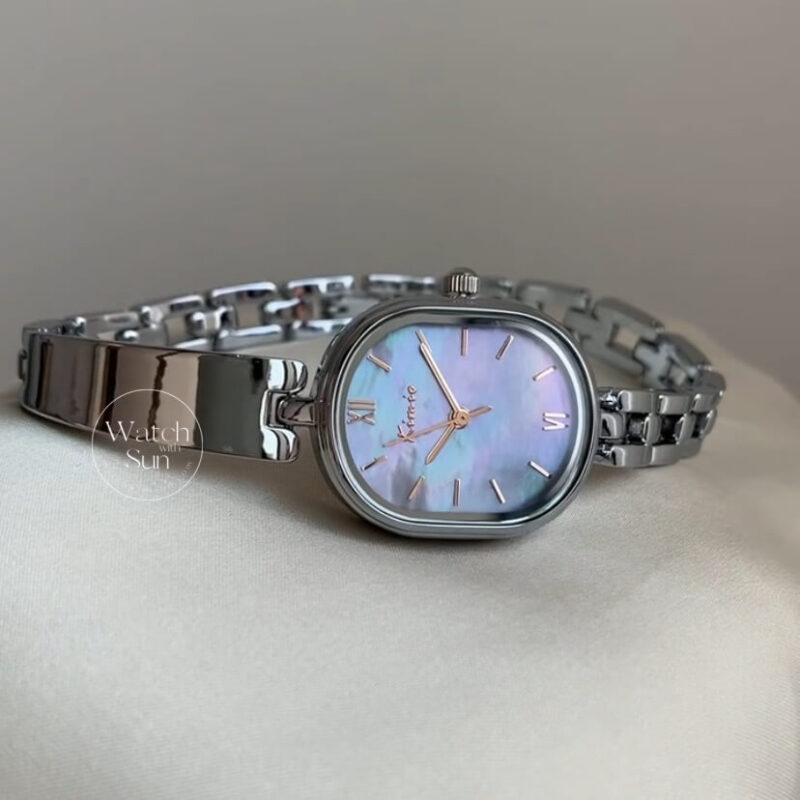 Dainty Purple Mother of Pearl Dial Silver Bracelet Watch