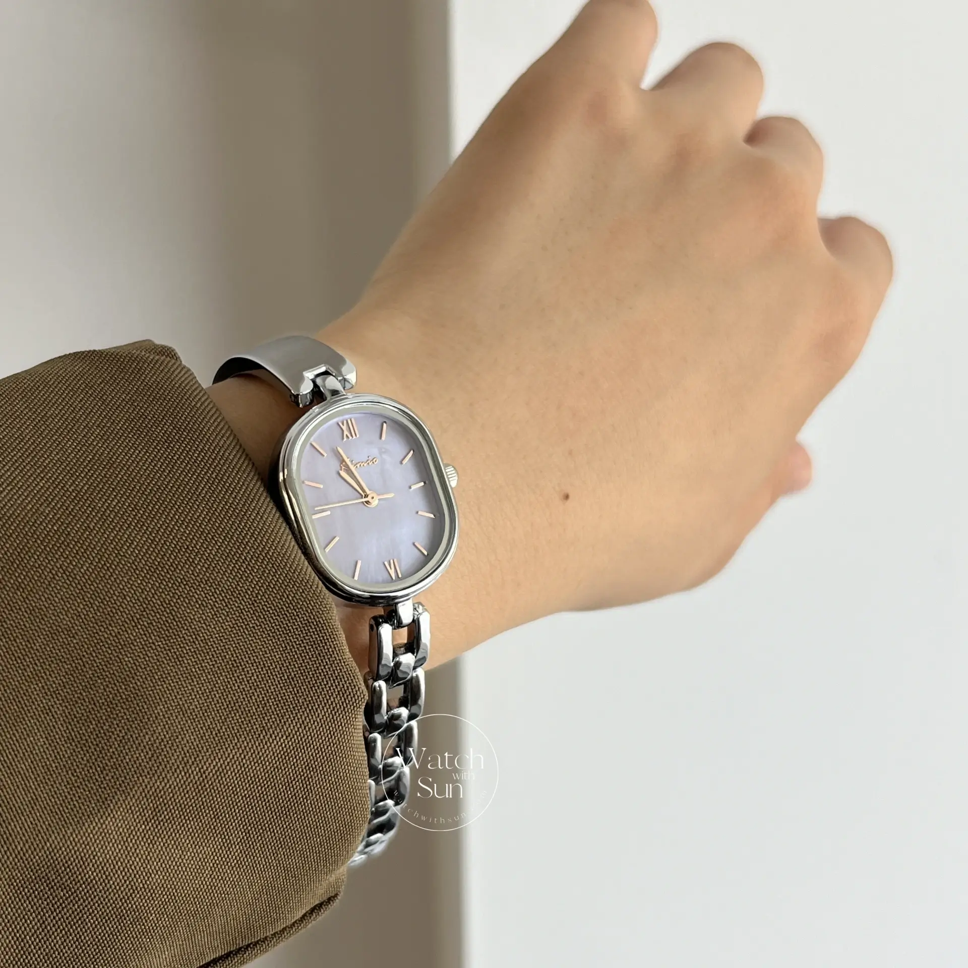 Dainty Purple Mother of Pearl Dial Silver Bracelet Watch