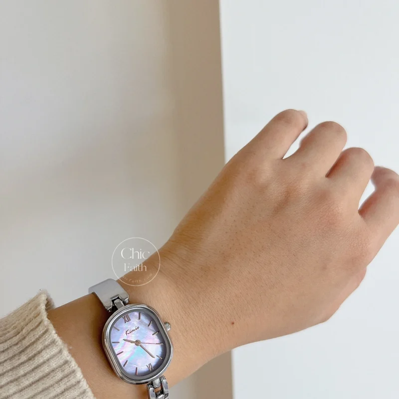 Dainty Purple Mother of Pearl Dial Silver Bracelet Watch
