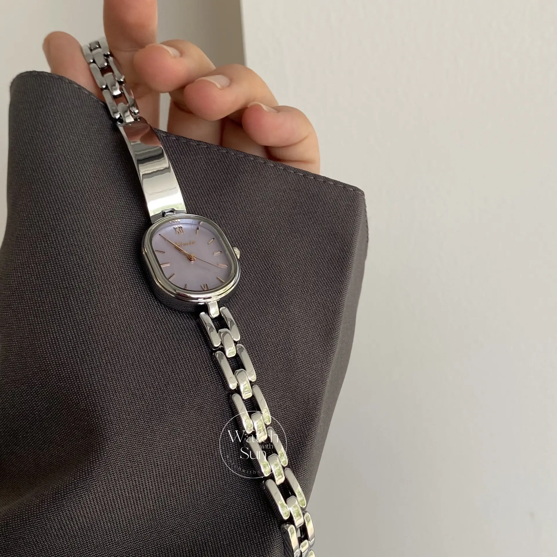 Dainty Purple Mother of Pearl Dial Silver Bracelet Watch