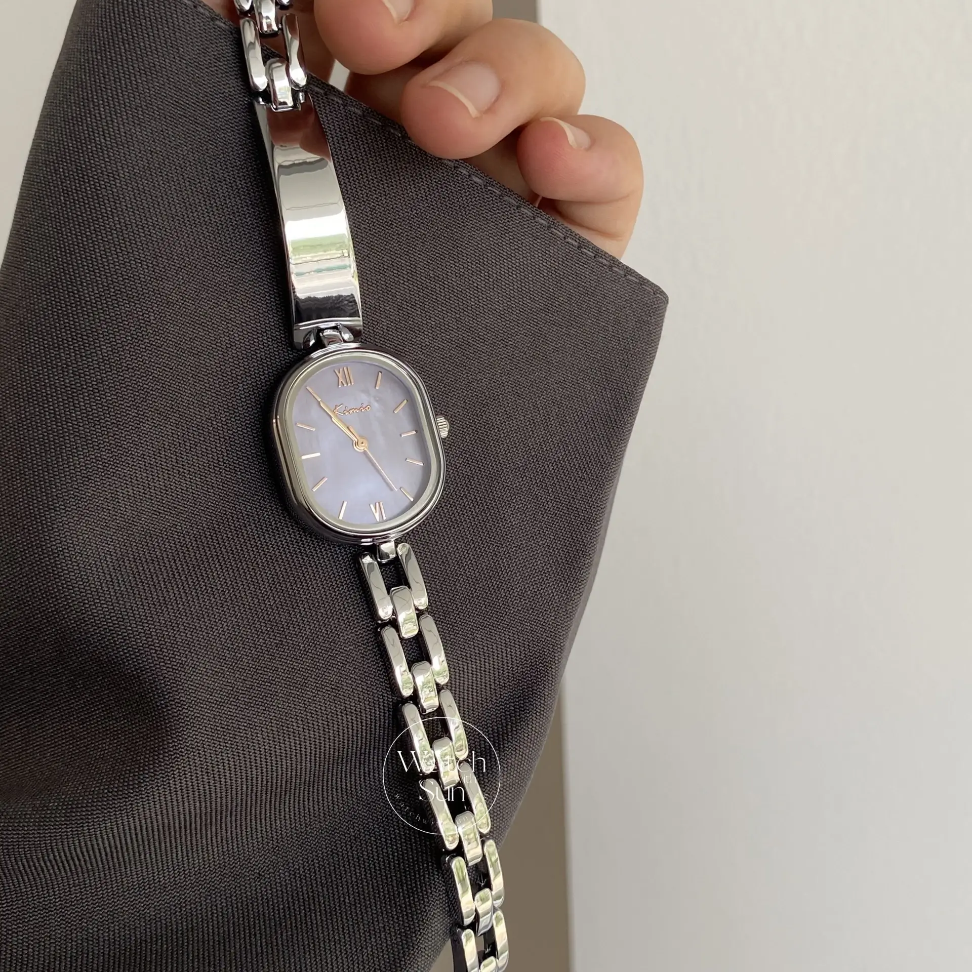 Dainty Purple Mother of Pearl Dial Silver Bracelet Watch
