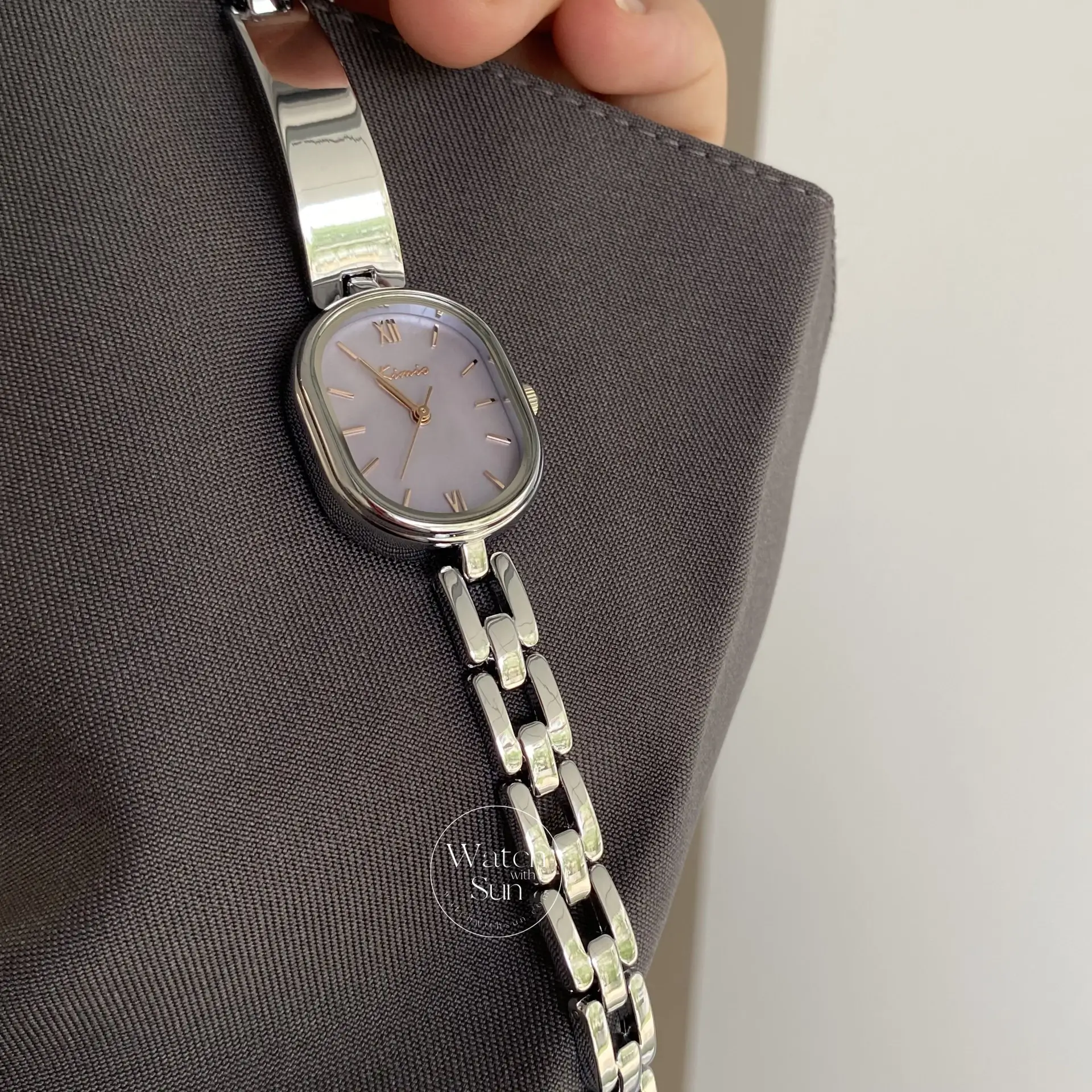 Dainty Purple Mother of Pearl Dial Silver Bracelet Watch