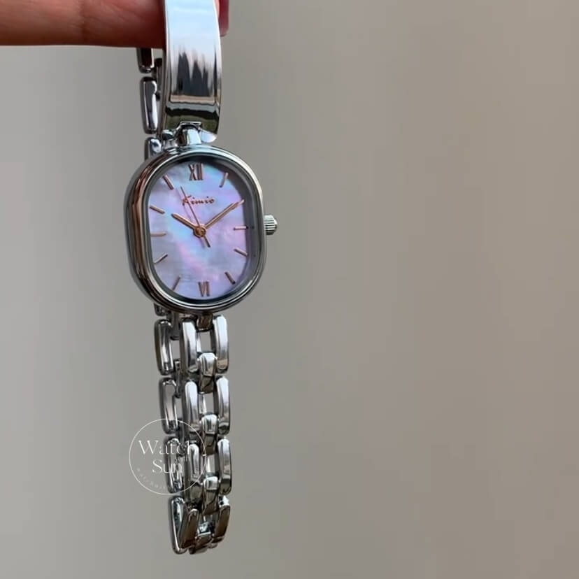 Dainty Purple Mother of Pearl Dial Silver Bracelet Watch