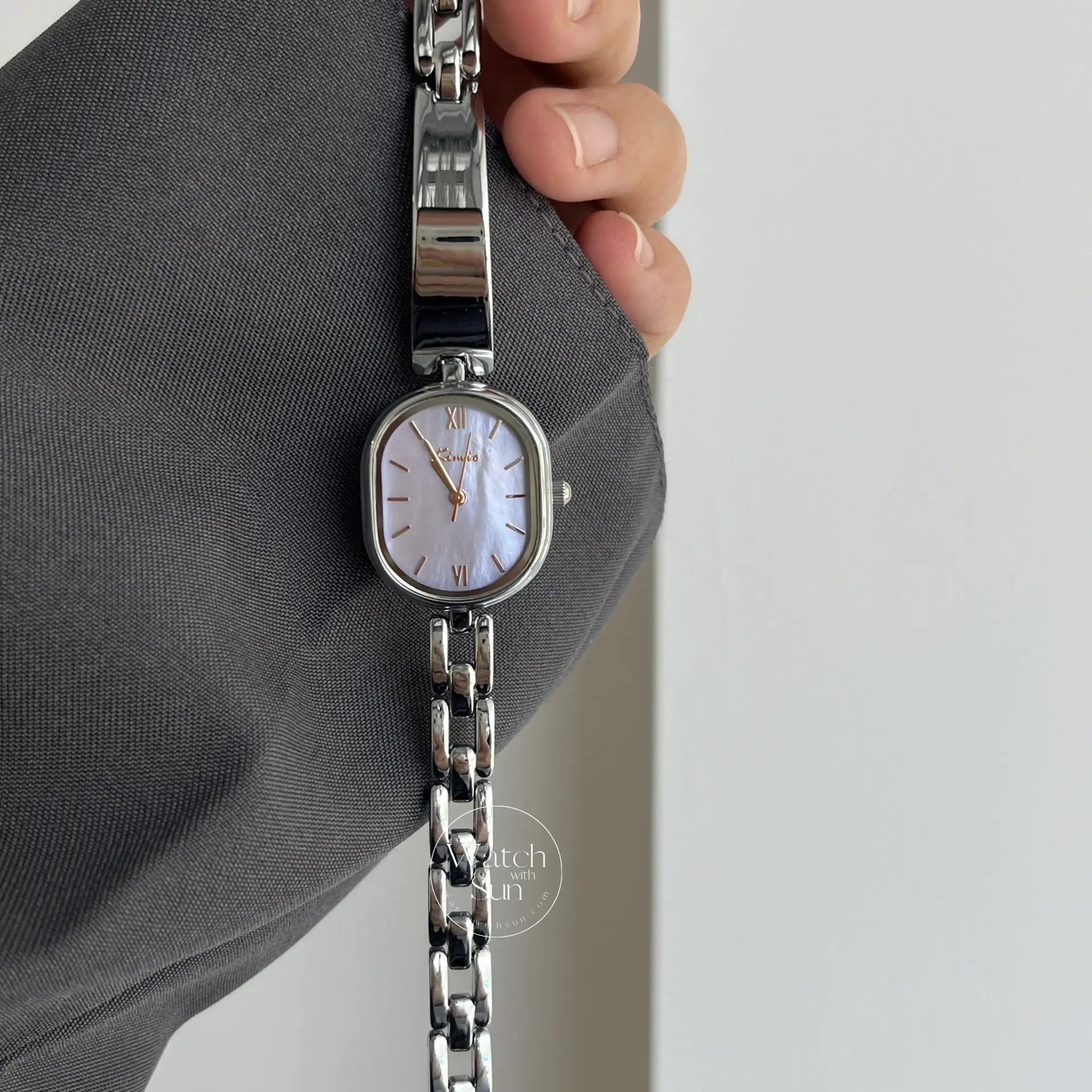 Dainty Purple Mother of Pearl Dial Silver Bracelet Watch