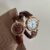 Vintage Roman Numeral Dial Brown Leather Watch