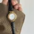 Dainty Mother of Pearl Round Face Black Leather Watch
