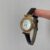 Dainty Mother of Pearl Round Face Black Leather Watch