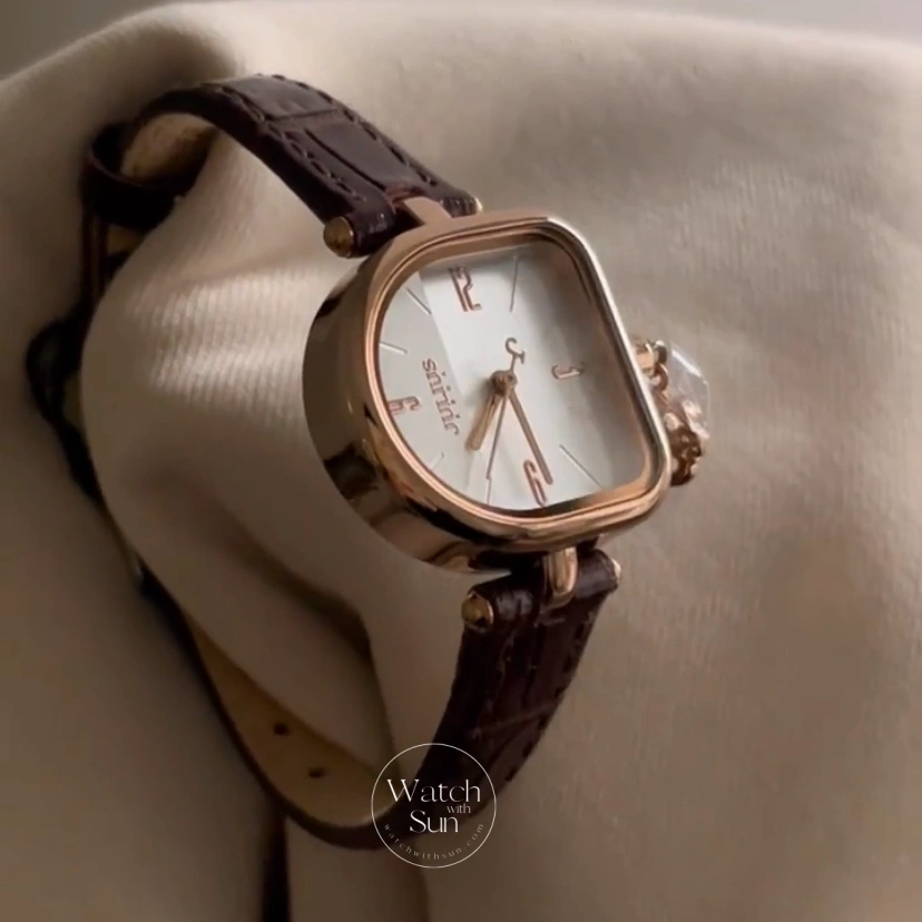 Chic White Dial Brown Leather Ladies Watch